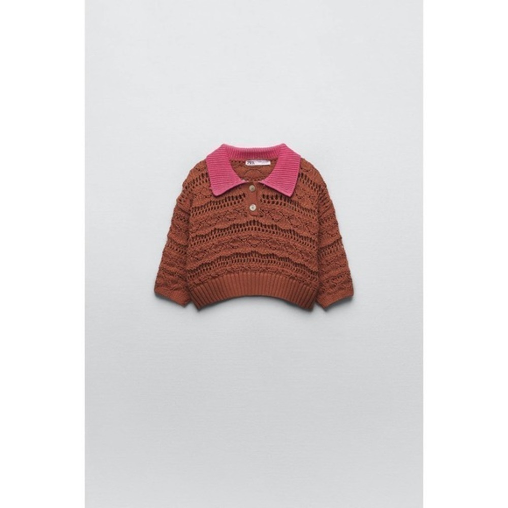 ZARA POINTELLE crop top terracotta 6427/014 - Picture 7 of 12